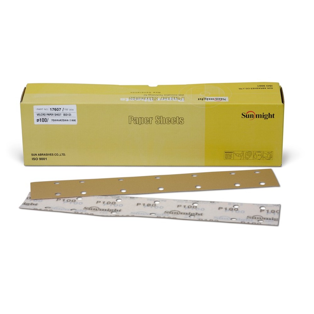 SUNMIGHT Velcro sheets on paper base, 70mm x 420mm, 14holes, yellow P-80